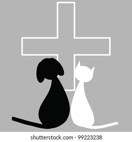 Veterinary sign with dog and cat