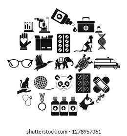 Veterinary surgeon icons set. Simple set of 25 veterinary surgeon vector icons for web isolated on white background