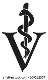 veterinary symbol - caduceus snake with stick