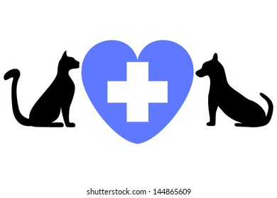 Veterinary symbol with a picture of a cat and dog