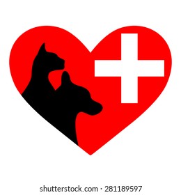 Veterinary symbol with a picture of a cat and dog
