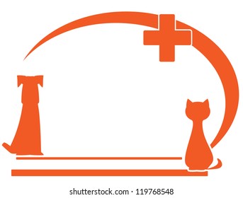 veterinary symbol with place for text and pet silhouette