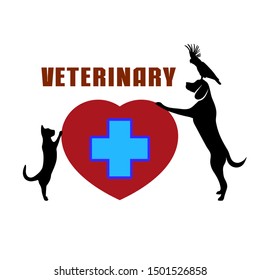 Veterinary symbol, treatment of pets, vector illustration.