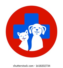 Veterinary symbol, treatment of pets, vector illustration.