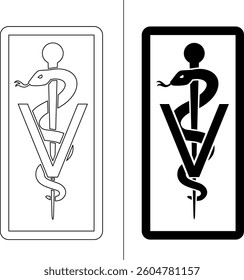 Veterinary Symbol Vector | Caduceus with Paw Print Design