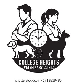 Equipo Veterinario y Mascotas Silueta Reloj de Pared