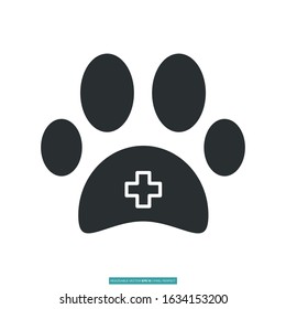 Veterinary Technician, paw icon vector illustration logo template for many purpose. Isolated on white background.