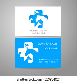 Veterinary - template logo. The idea of the logo for the veterinary service, pharmacy, hospital, center care, shelter animals. Branded business card.