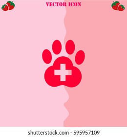 Veterinary vector  icon. Strawberry Background.