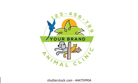 Veterinary vector logo template. Pets care logo