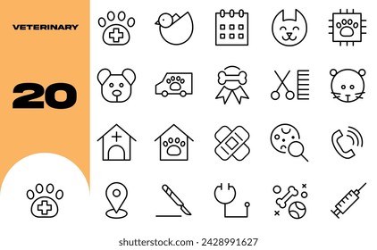 veterinary, vet, healthcare. Outline icon collection.