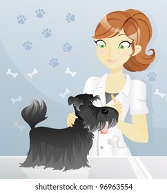 Veterinary woman at the clinic vector