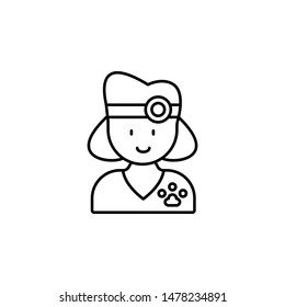 veterinary, woman icon. Simple thin line, outline vector of Petshop icons for UI and UX, website or mobile application
