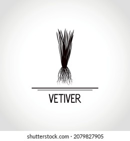 Vetiver. Logo, emblem. Dark silhouette.