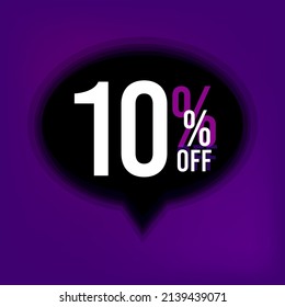 Vetor 10% off discount for big sale. Black ballon on a purple background, ten percent off