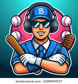 vetor baseball character athlete cartoon