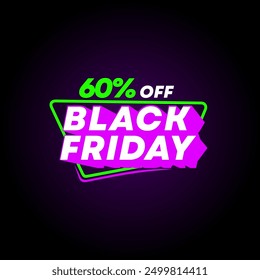 Vetor Black Friday 60% off Marketing