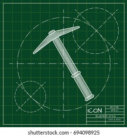 Vetor blueprint pick icon on engineer and architect background  