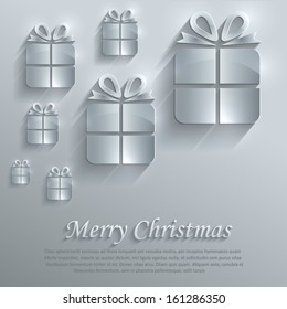 vetor Christmas gift glass card paper 3D