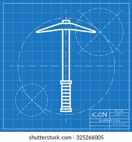 Vetor classic blueprint of pick icon on engineer and architect background 