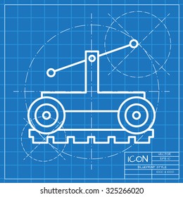 Vetor classic blueprint of trolley icon on engineer and architect background 