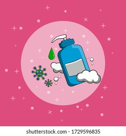 vetor from cleaning fluid, to clean hands and others