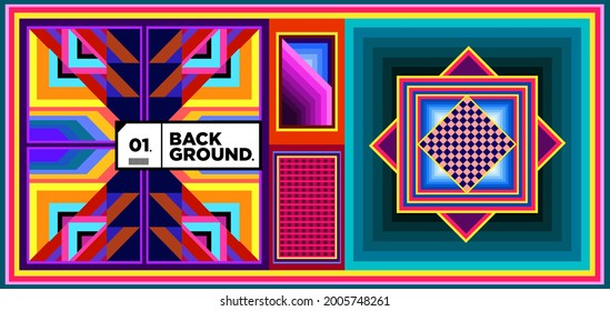 Vetor Colorful geometric ethnic pattern background