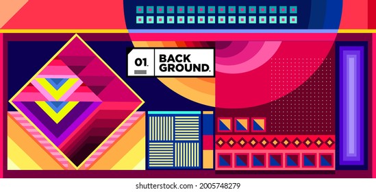 Vetor Colorful geometric ethnic pattern background