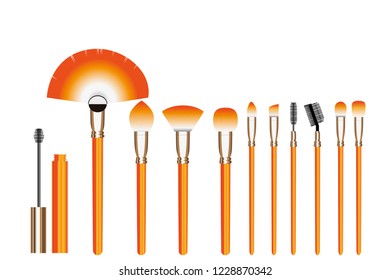 vetor cosmetic brush on white background.dressing table.autumn