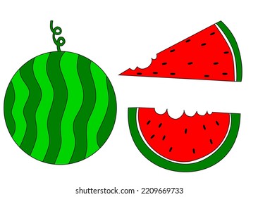 vetor de uma melancia. melancia inteira. melancia cortada
vector of a watermelon. whole watermelon. cut watermelon