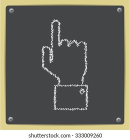 Vetor doodle chalk drawn hand pointer icon on school blackboard 