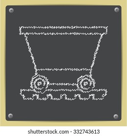 Vetor doodle chalk drawn trolley icon on school blackboard 