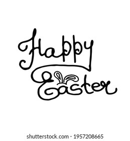 Vetor fhrase "Happy easter", black lettering isolated on the white background, hand drawning, for postcard, account, banner