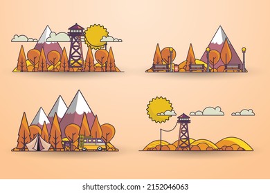 Vetor geometric creative landscape elements set. 