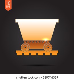 Vetor gold trolley icon on dark background 