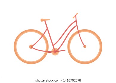 Vetor illustration of coral color bike isolated on white background