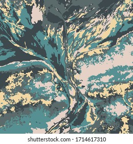 Vetor illustration of cosmic planet surface of green, beige, khaki and yellow colors.