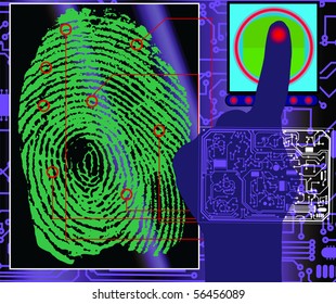 Vetor illustration of a finger-print scanning