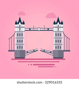 Vetor illustration of London Tower Bridge in flat style