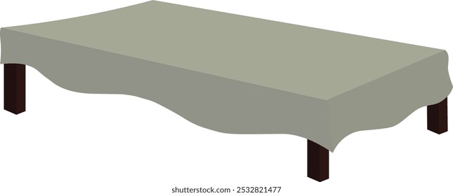 Vetor illustration of a simple wooden bed with a white bedsheet on it