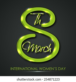 Vetor illustration of stylish shiny text for International Women's Day in gray background.