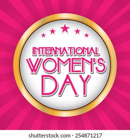 Vetor illustration of stylish text for International Women's Day in pink background.