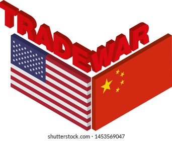 Vetor Illustration of US China Trade war sign