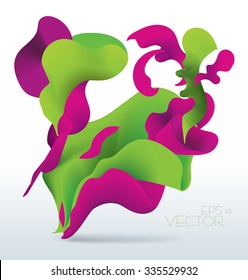 Vetor modern abstract waving fluid background with pink and green element