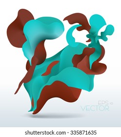 Vetor modern abstract waving fluid background with aquamarine and brown element