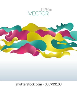 Vetor modern abstract waving fluid background with pink, yellow and aquamarine elements