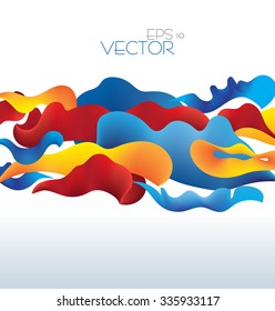 Vetor modern abstract waving fluid background with blue, yellow and red elements