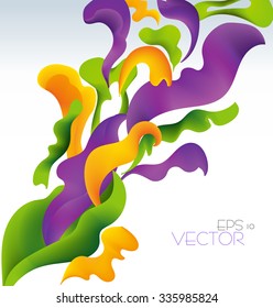 Vetor modern abstract waving fluid background with green, violet and yellow element