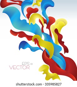 Vetor modern abstract waving fluid background with red, blue and yellow element