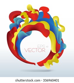 Vetor modern abstract waving fluid background with blue, yellow and red elements